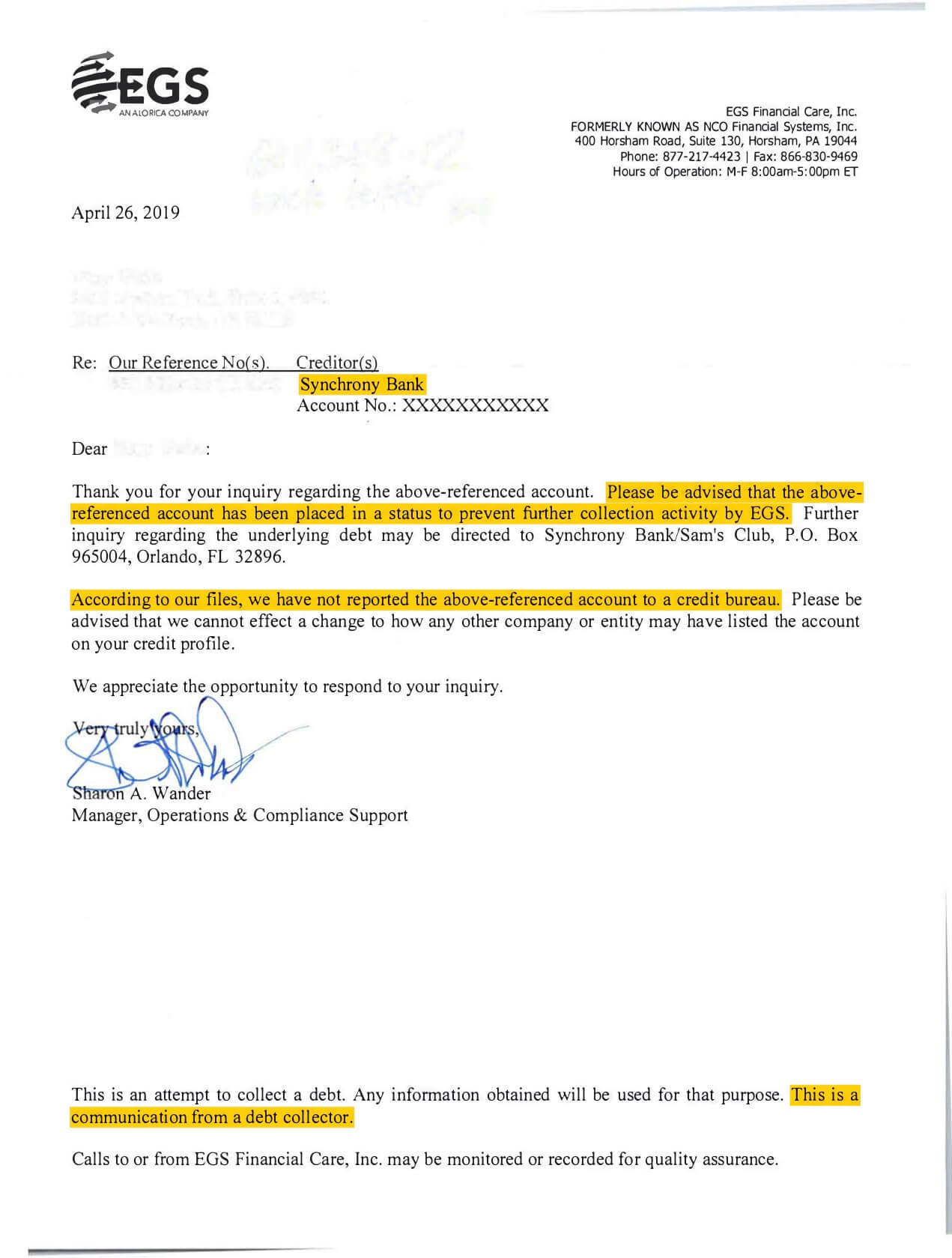 Letter To Creditor To Verify Debt from goldenfs.org